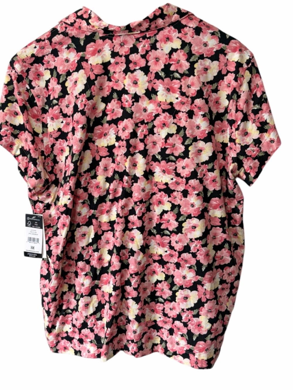 Ralph Lauren 2pc Floral Button-Front Short Sleeve Top - Pink/Black - Picture 4 of 5